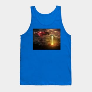 Stunning Alien Spaceships over City - Colorful Tank Top